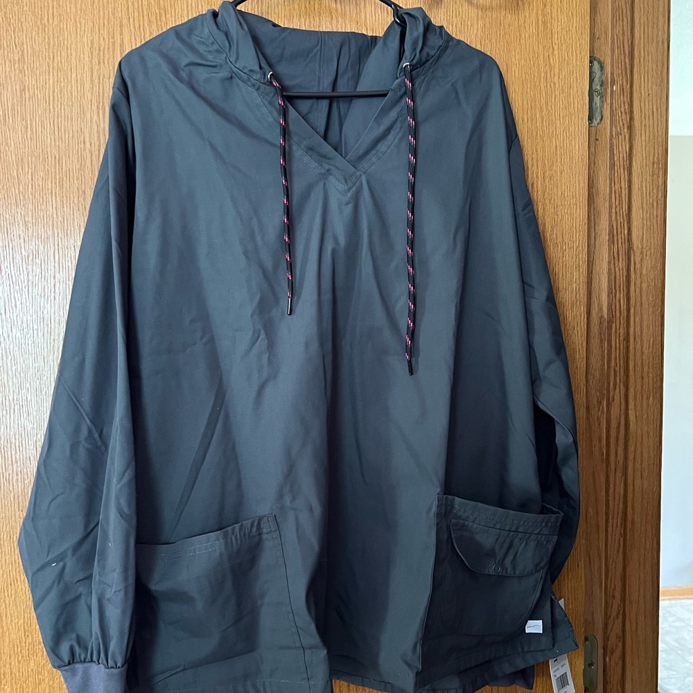 Butter-soft scrub jacket with hood